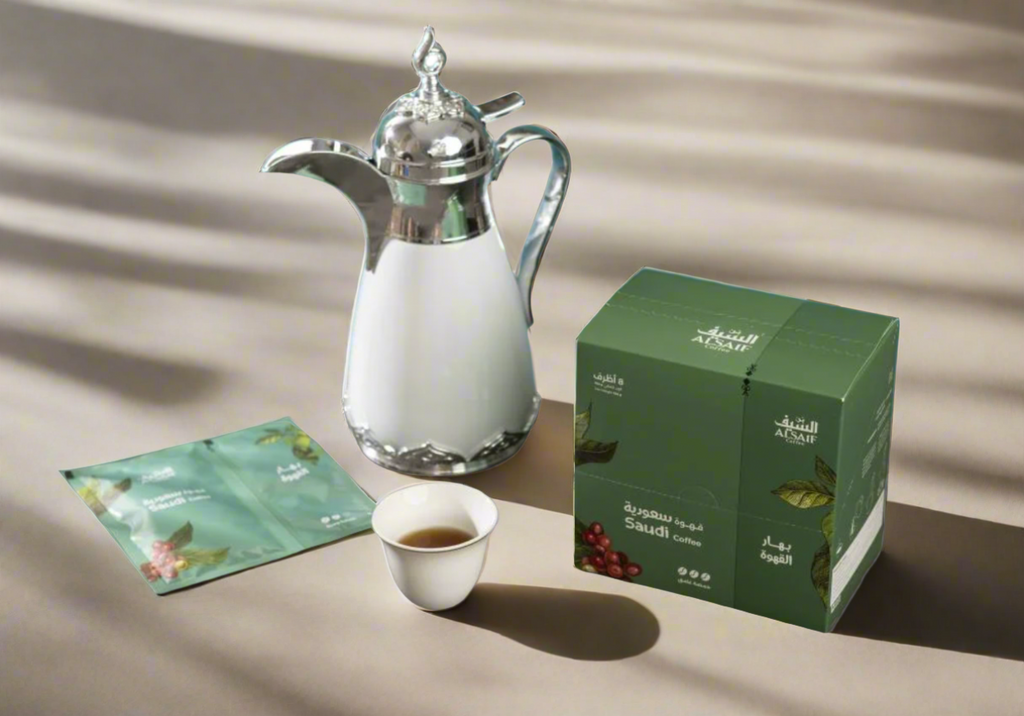 Al Saif Saudi Coffee with Coffee Spices – Dark Roast (8 Sachets) - قهوة السيف سعودية مع بهار القهوة حمصة غامق 8 اظرف
